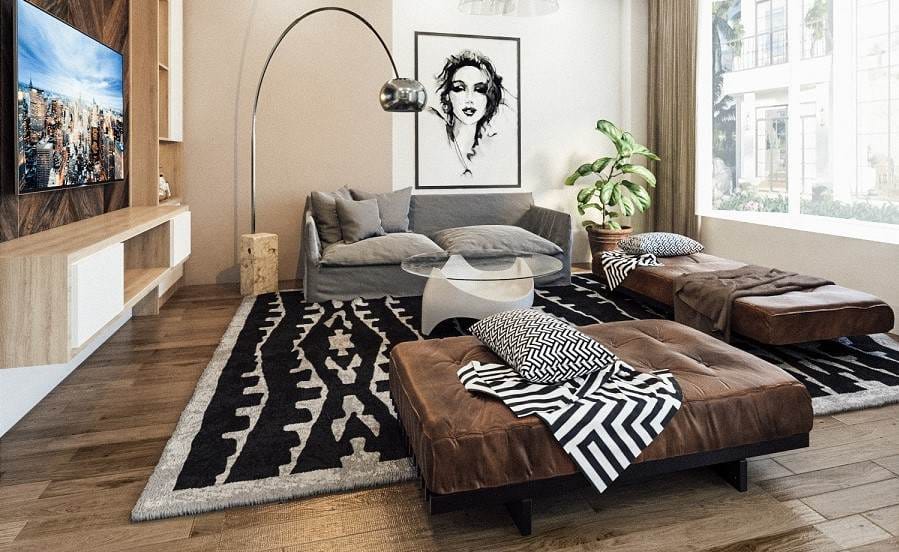 LƯU Ý KHI LỰA CHỌN THẢM TRẢI SÀN PHÒNG KHÁCH: TẠO NÊN KHÔNG GIAN SỐNG HOÀN HẢO chon tham sofa trang tri phong khach