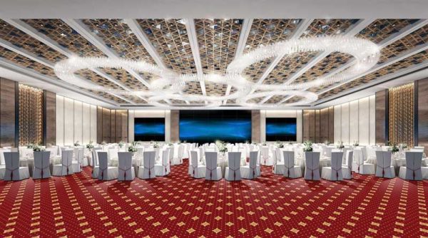 thảm hội trường màu đỏ hoạ tiết