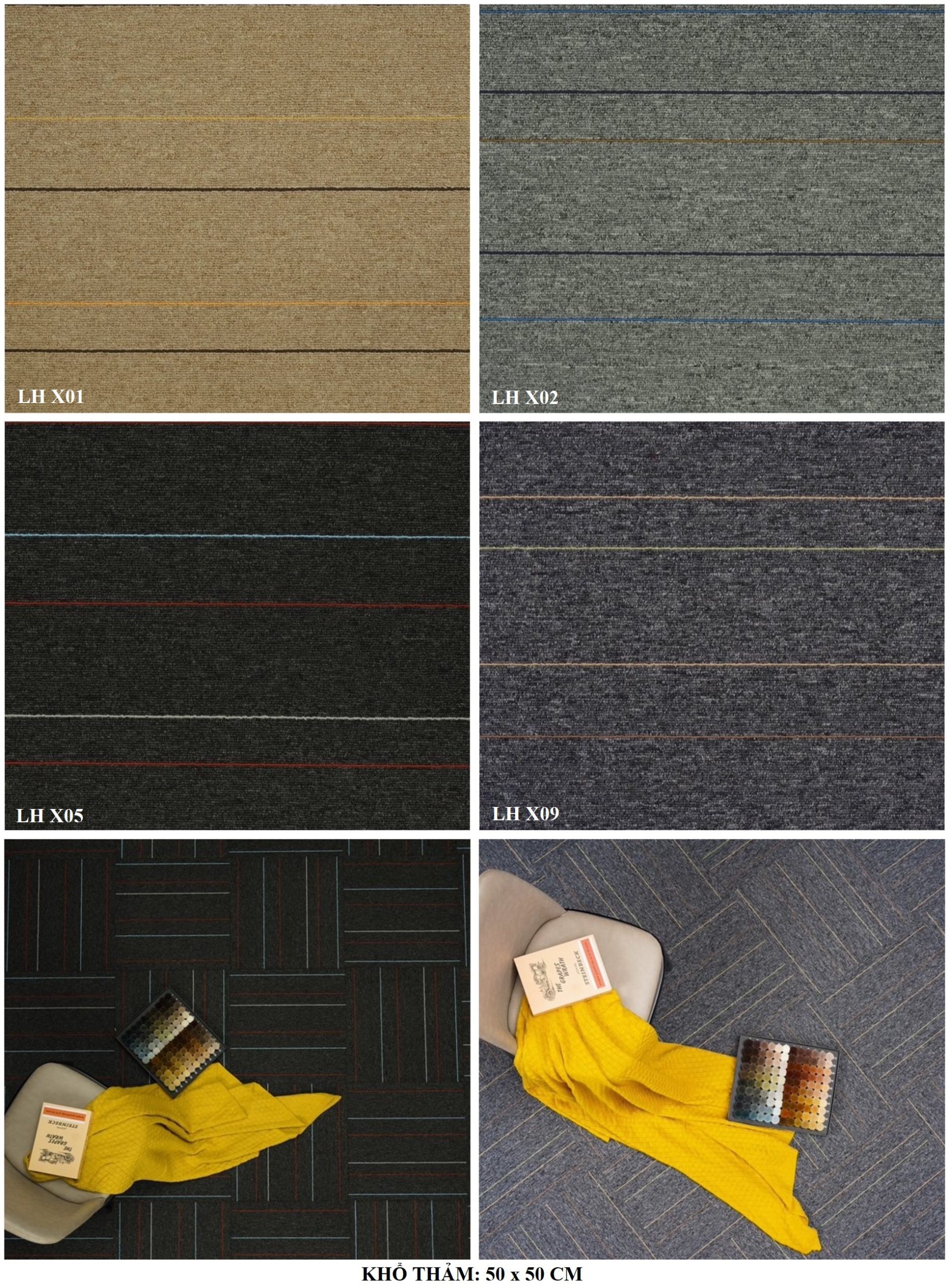 thảm vuông sọc cách điệu 1 màu 50x50